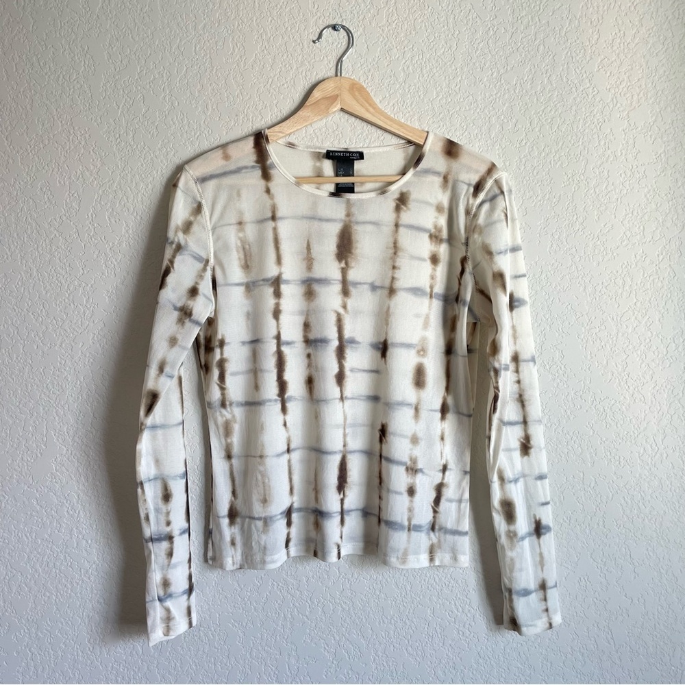 Kenneth Cole New York Sheer Tie Dye Long Sleeve Women's Large